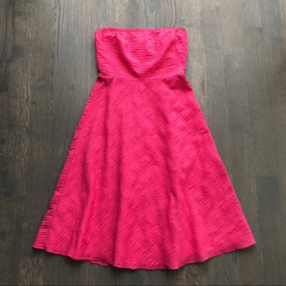 J. Crew Dresses & Skirts - J.Crew Hot-Pink Cotton Strapless Summer Dress